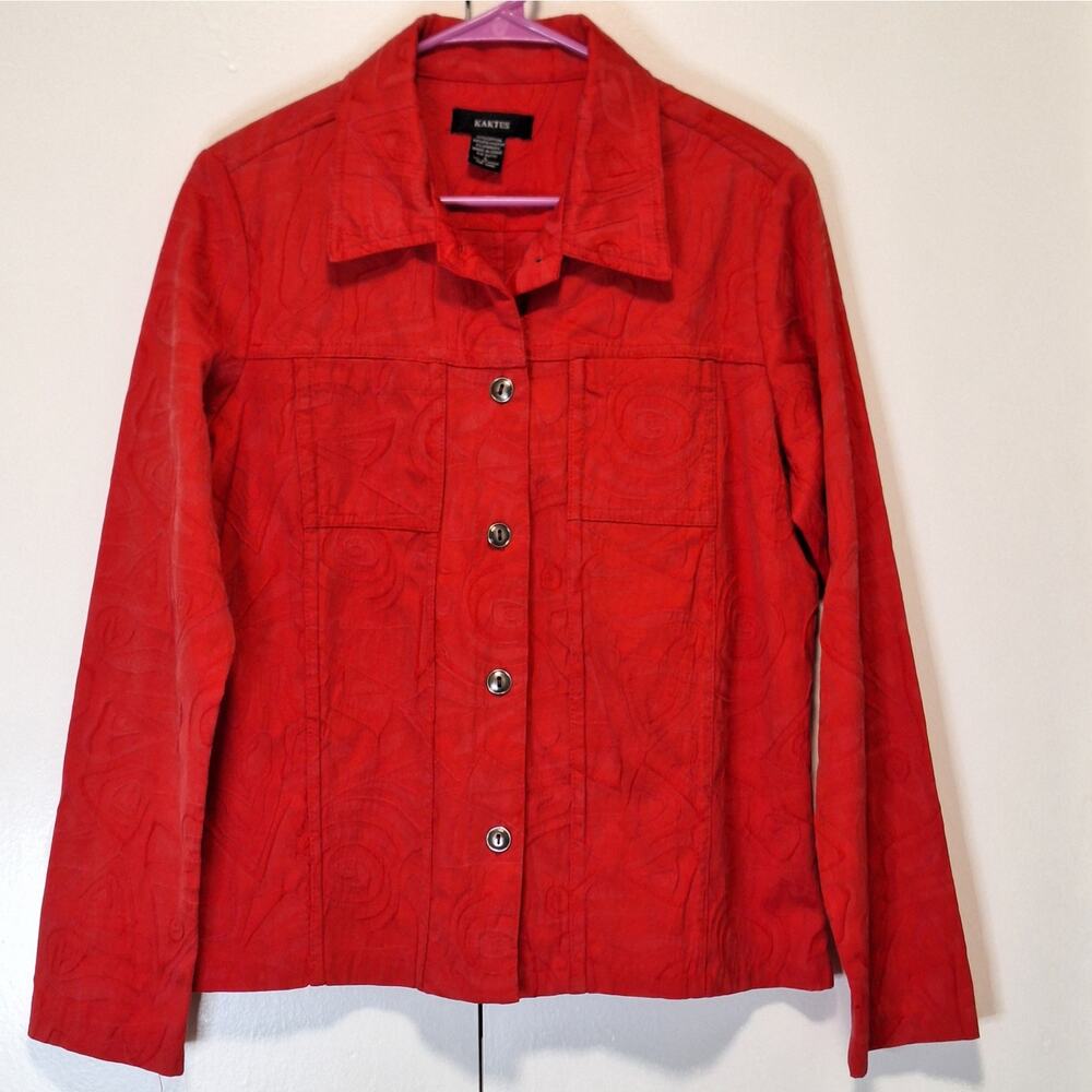 Kaktus VTG Red Pattern Texture Jacket Size L